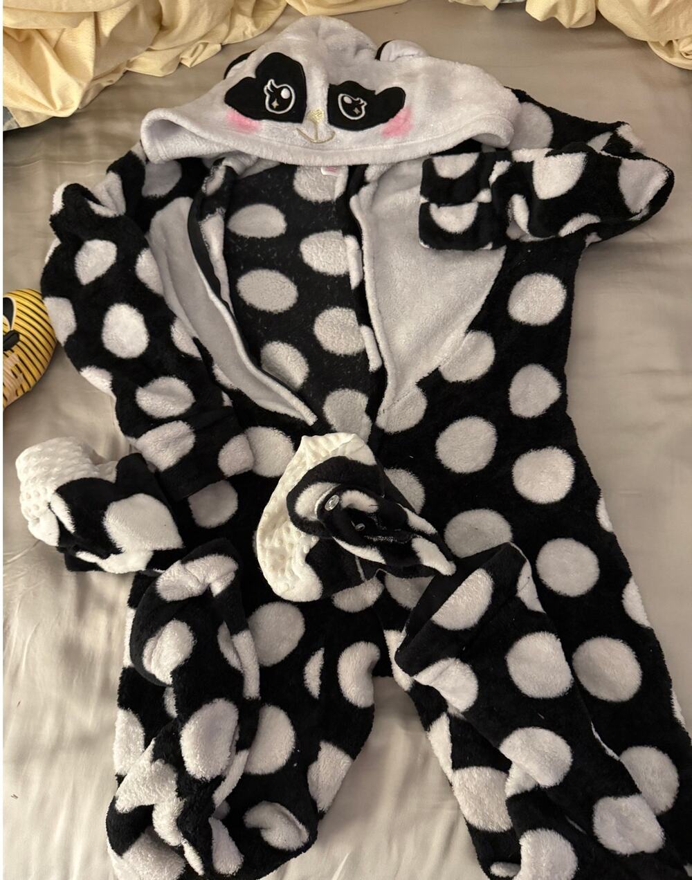 Justice fleece hooded panda one piece pj size 8